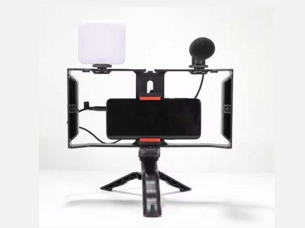Kit de creación de vídeo con luz led, micrófono, estabilizador de jaula, trípode, Youtube, tiktok